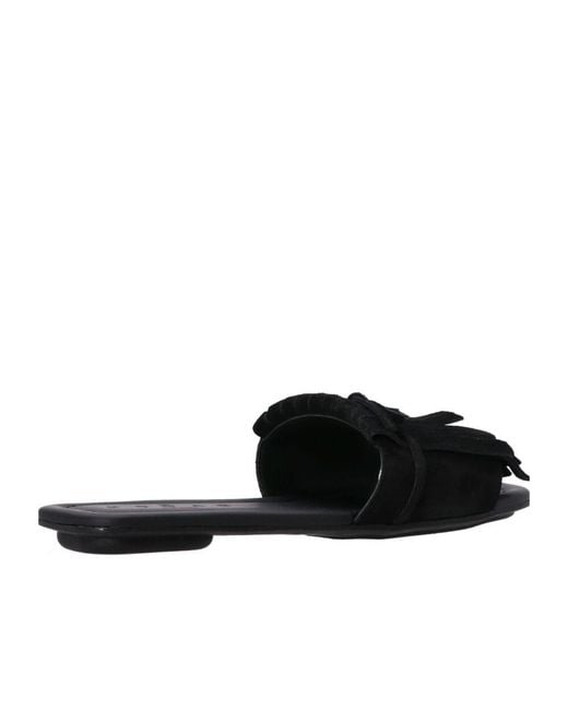 Hogan Black Fringed Sandals