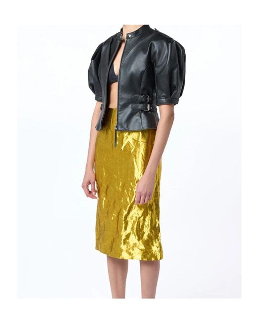 Gabriela Hearst Yellow Manuela Metallic-Effect Midi Skirt
