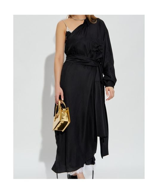 Moschino Black One-Shoulder Asymmetric Maxi Dress