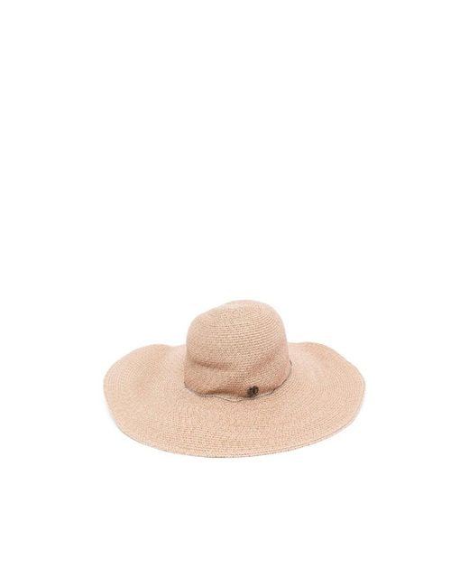 Maison Michel Pink Logo-Plaque Straw Capeline Hat