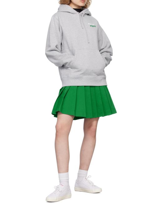 Maison Kitsuné Gray Embroidered-Logo Cotton Hoodie for men