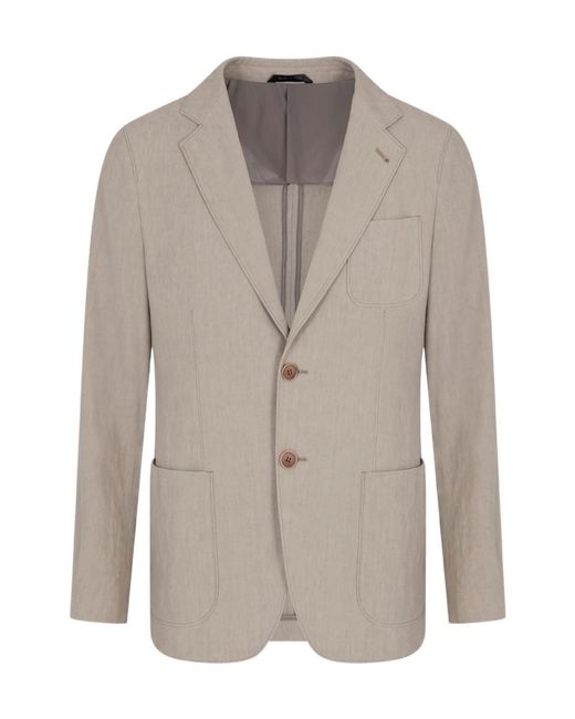 Giorgio Armani Gray Linen Blazer for men
