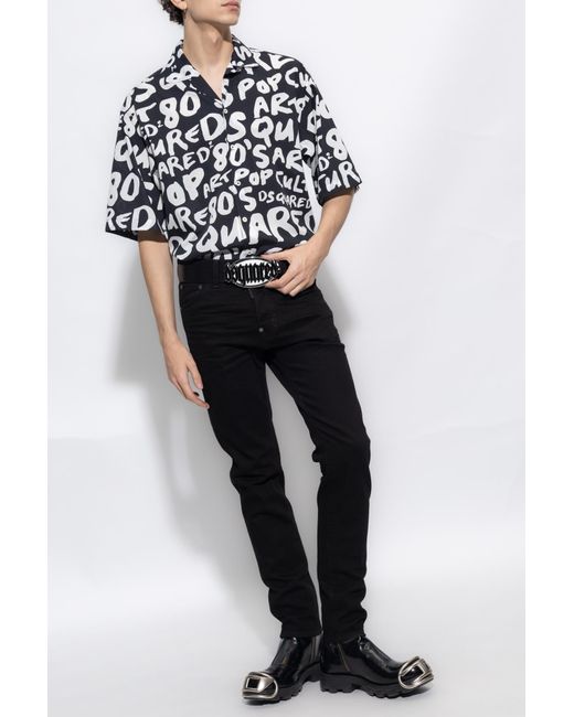 DSquared² Blue 80's Pop-Printed Short Sleeved Shirt for men