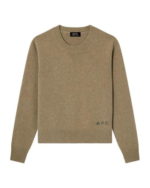 A.P.C. White Logo-Embroidered Wool Sweater