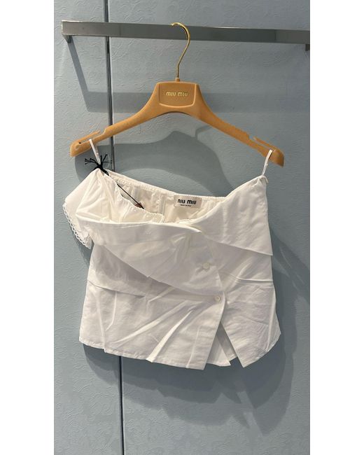 Miu Miu White Strapless Poplin Top