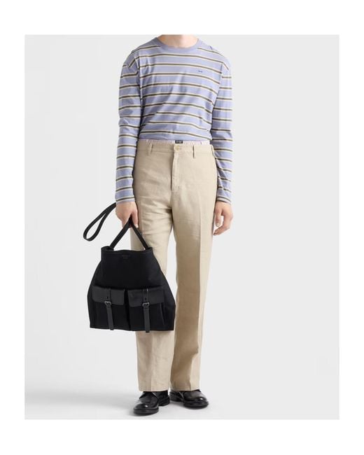 Prada Black Route Canvas And Leather Shoulder Bag for men