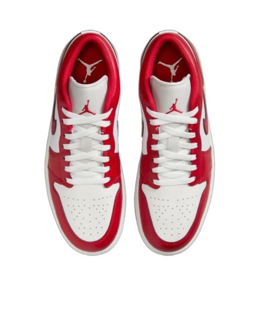 Nike Red Air Jordan 1 Low Swoosh Sneakers for men