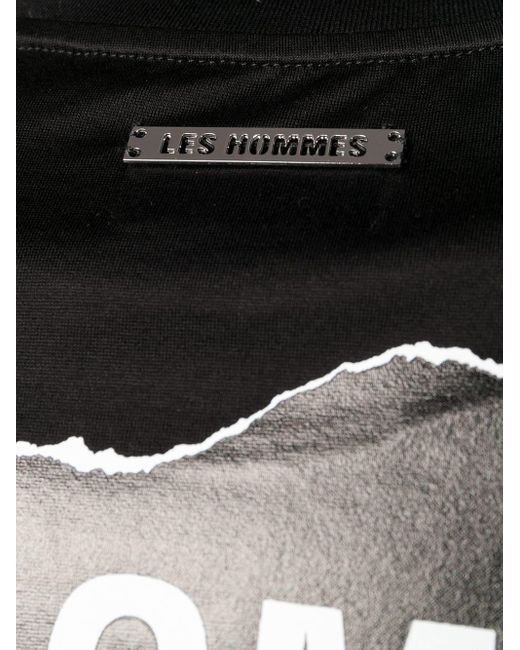 Les Hommes Black Rear Print T-Shirt for men