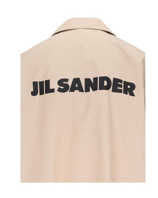 Jil Sander Natural Buttoned Long Coat for men