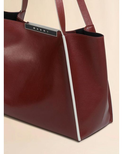 Marni Red Cresta E/W Small Tote Bag