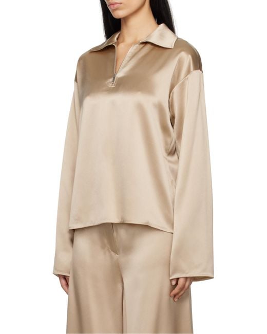 Nanushka Natural Satin Polo Top