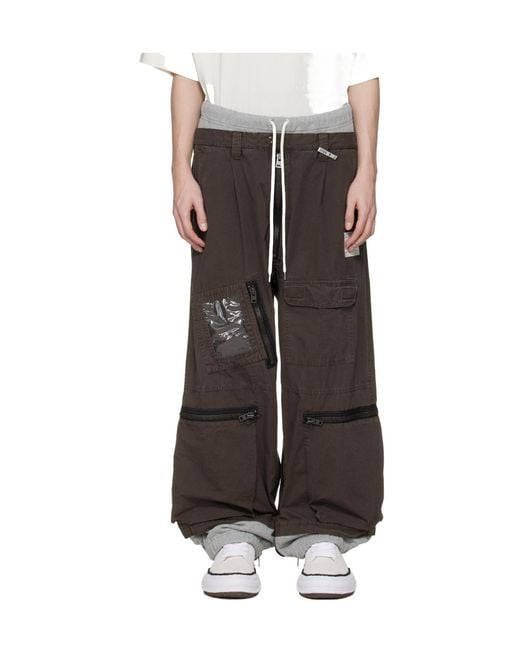 Maison Mihara Yasuhiro Brown Drawstring Cargo Casual Pants for men