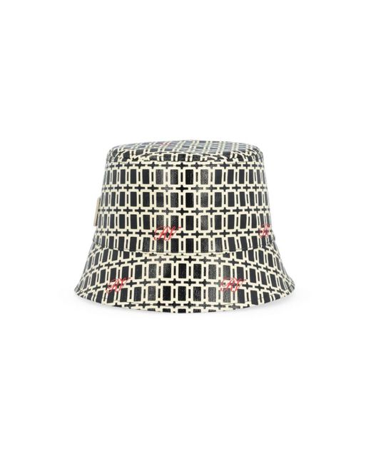 Roger Vivier White Geometric Pattern Printed Fisher Hat