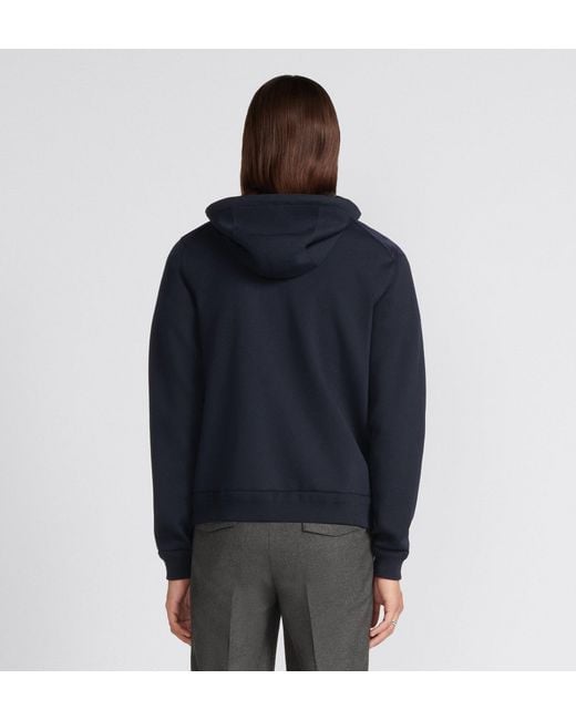 Dior Blue Icons Zipped Hooded Sweatshirt for men
