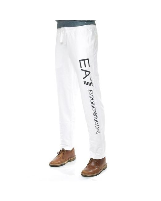 EA7 White Logo Lace Up Sweatpants for men