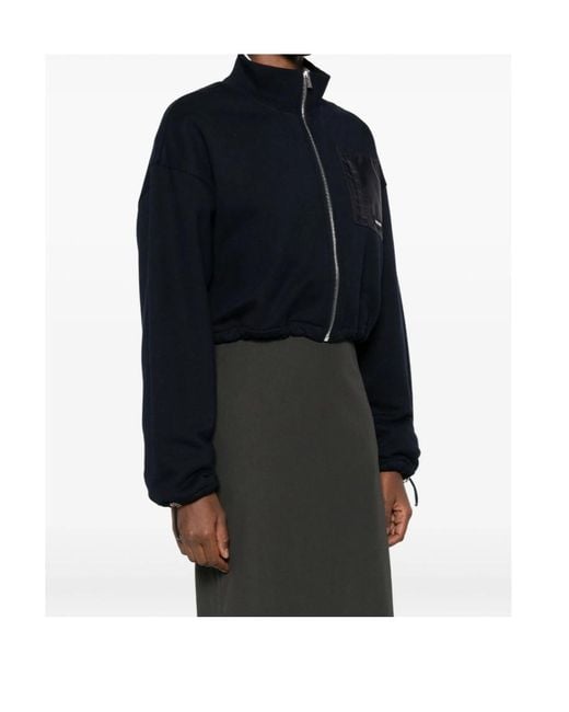 Miu Miu Blue Zip-Up Cropped Sweatshirt