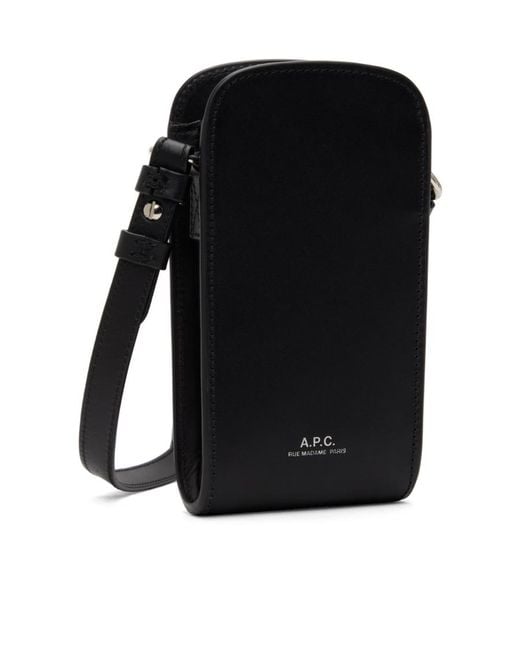 A.P.C. Black James Leather Mini Bag for men
