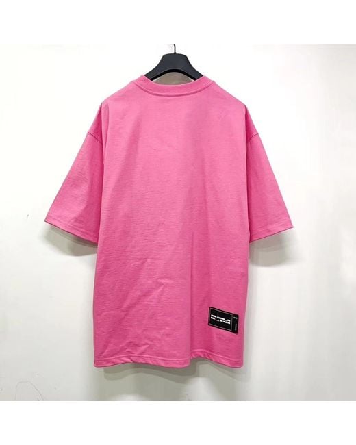 we11done Pink Logo-Print Crew-Neck T-Shirt for men