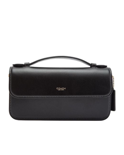 COACH Black Leather Top Handle Bag
