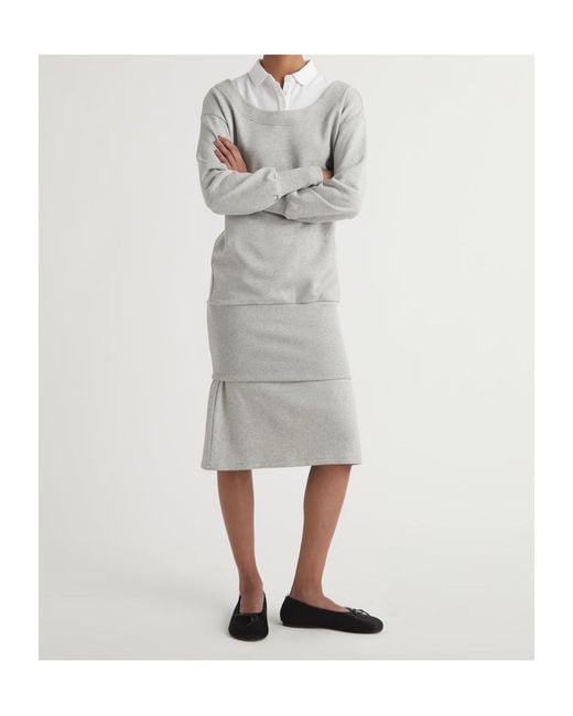 Paloma Wool Gray Belda Layered-Design Long-Sleeve Dress
