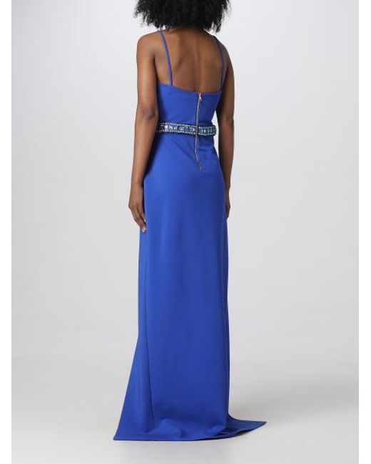 Balmain Blue Snake-Detail Maxi Dress