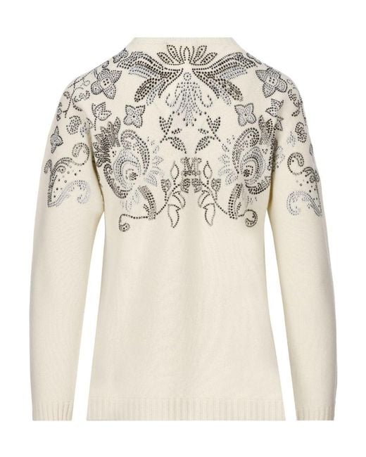 Max Mara Natural Freshly Cut Wool Cashmere Round Neck Sweater