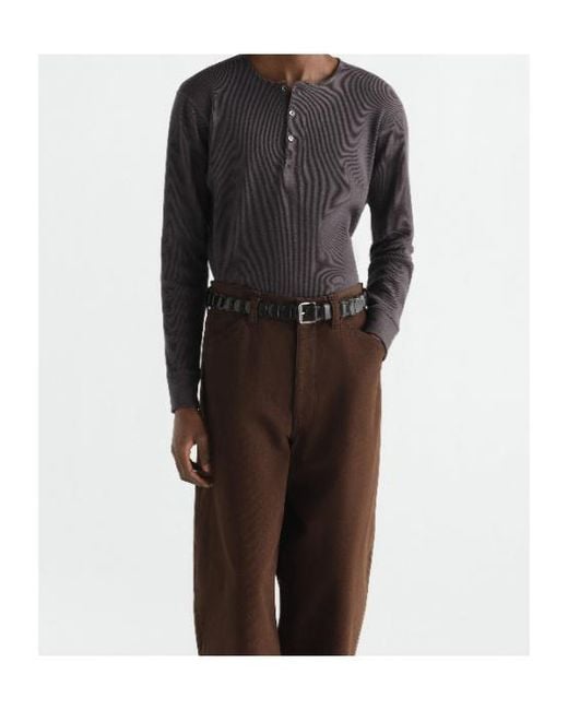 Lemaire Black Long-Sleeve Henley T-Shirt for men