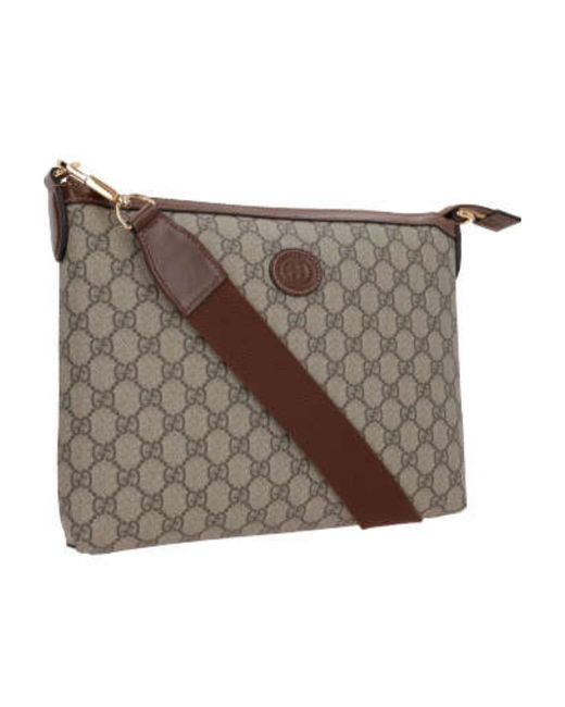 Gucci Gray Logo Patch Gg Supreme Shoulder Bag for men