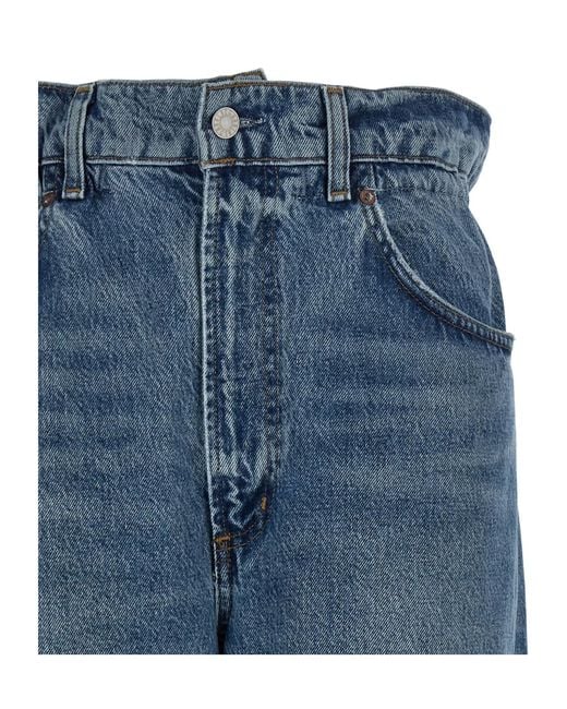 Agolde Blue Lyonne Paperbag Wide-Leg Jeans