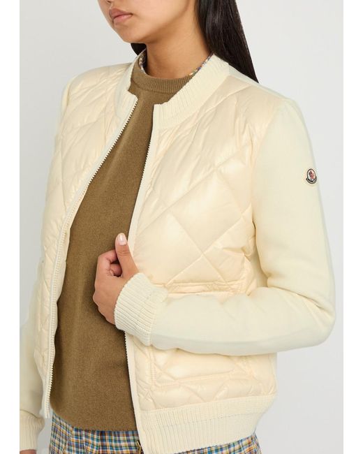 Moncler Natural Quilted Cotton And Nylon Cardigan