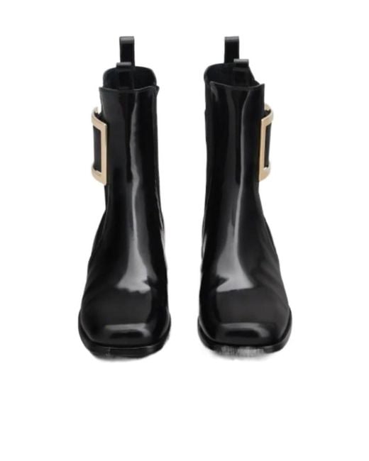 Roger Vivier Black Très Vivier Metal-Buckled Chelsea Boots