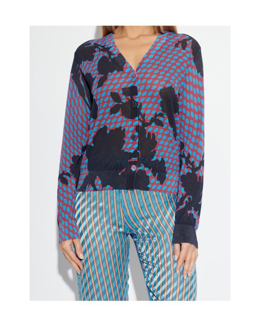 Dries Van Noten Blue Long Sleeve Cardigan