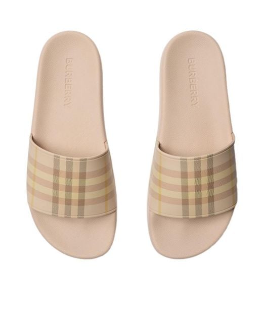 Burberry Natural Check Slides