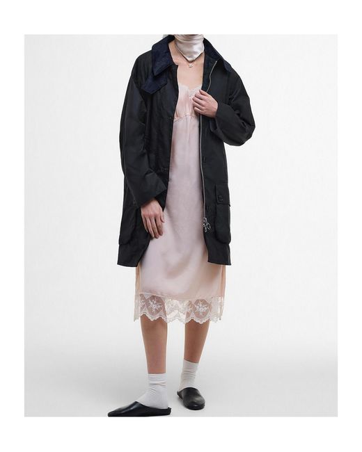 Barbour Blue The Edit By Alexa Loren Oversized Waxed Jacket