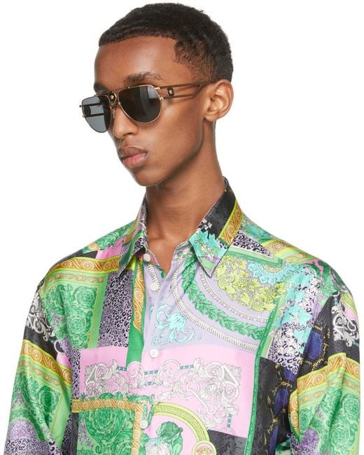 Versace White Golden Pilot Sunglasses for men