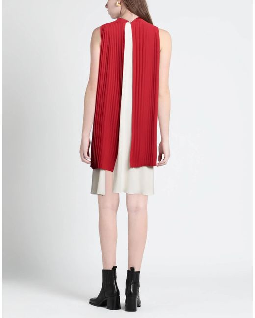 MM6 by Maison Margiela Red Two-Tone Sleeveless Ruched Dress