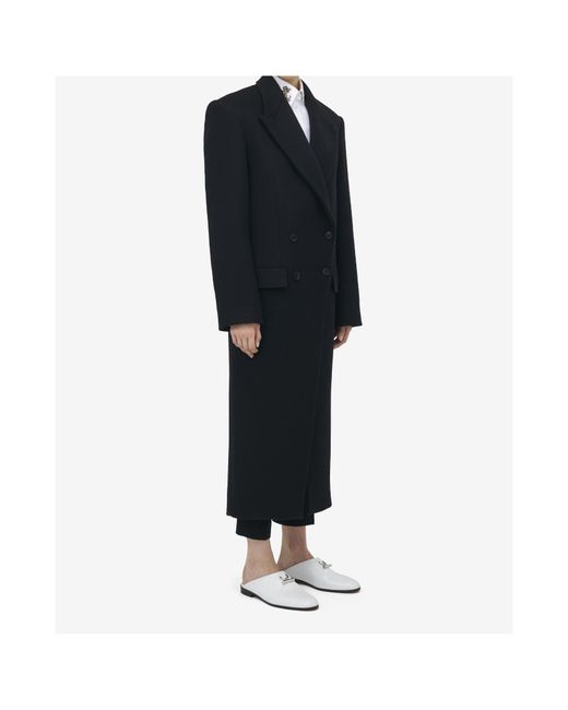 Alexander McQueen Black Double-Breasted Wool Felt Coat