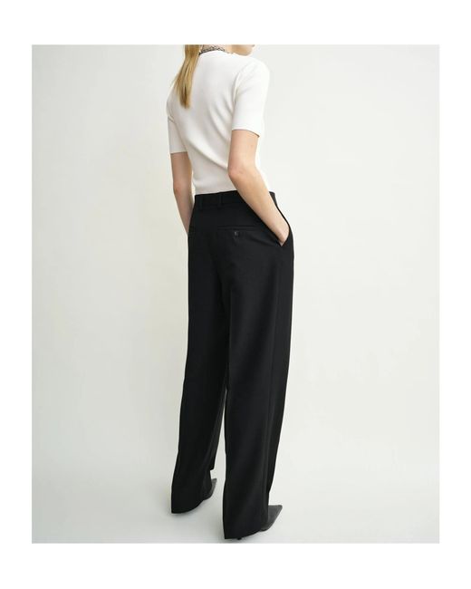 Totême Black Totême Double-Pleat Tailored Trousers