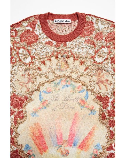 Acne Pink Floral-Intarsia Crew-Neck Jumper for men
