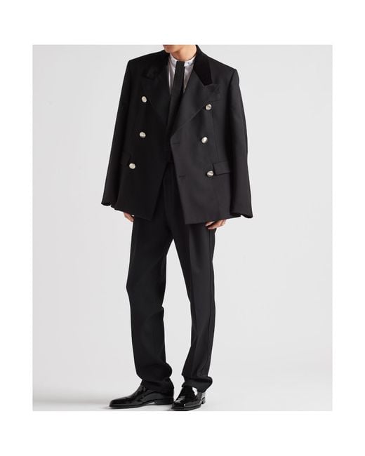 Prada Black Double-Breasted Tailored Blazer for men