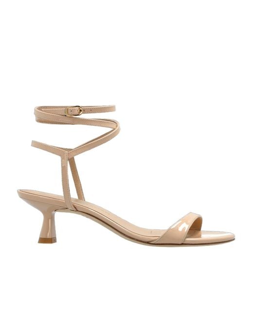 Stuart Weitzman Metallic Round-Headed High-Heeled Sandals