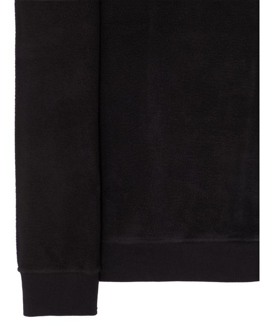 Stone Island Black Knitted Panel Cotton-Blend Hoodie for men