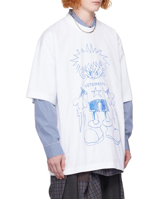 Vetements White Graphic Printed Crewneck T-Shirt for men