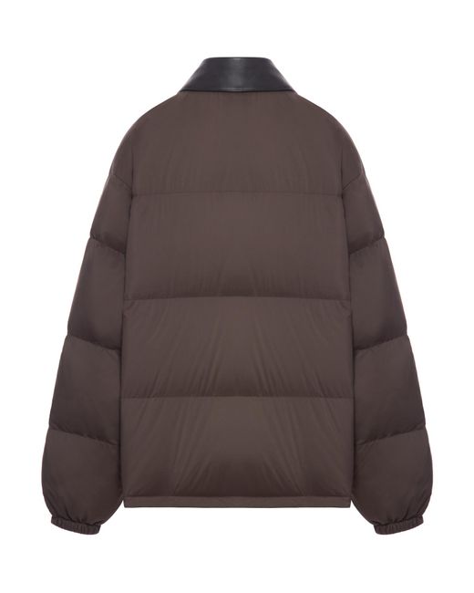 Miu Miu Brown Short Down Jacket In Pongé Tec