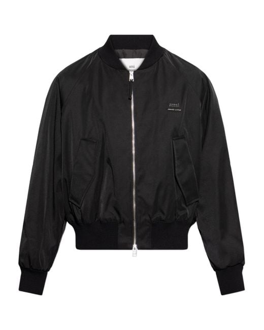 AMI Black Twill Bomber Jacket for men