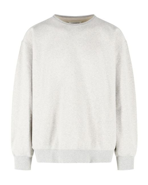 Maison Margiela White Long-Sleeved Crewneck Sweatshirt for men