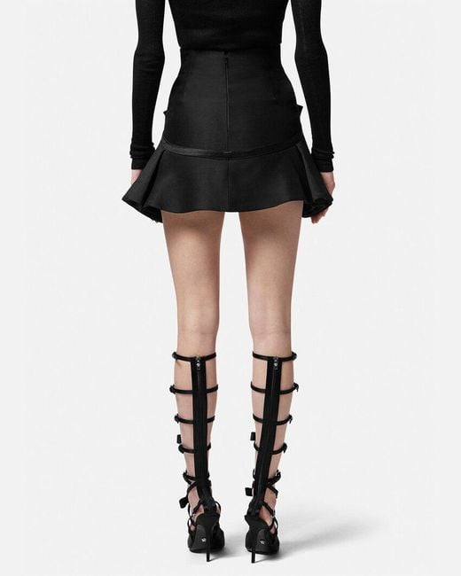 Versace Black Medusa Head Motif High-Waist Mini Skirt
