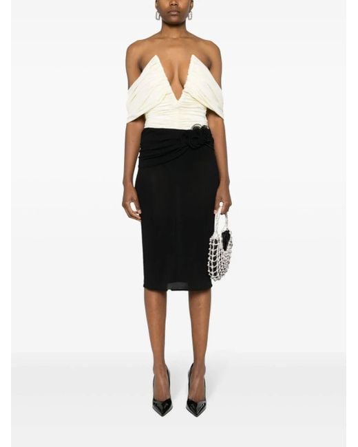 Magda Butrym Black Floral-Appliqué Skirt