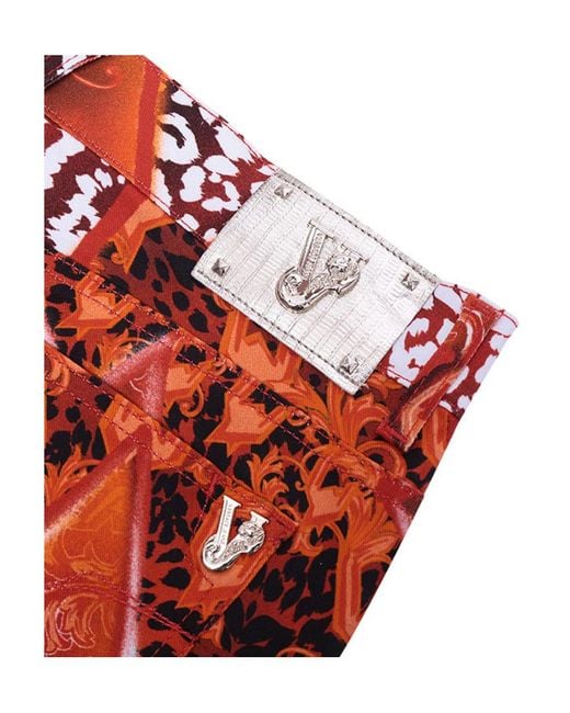 Versace Jeans Red Printed Casual Pants