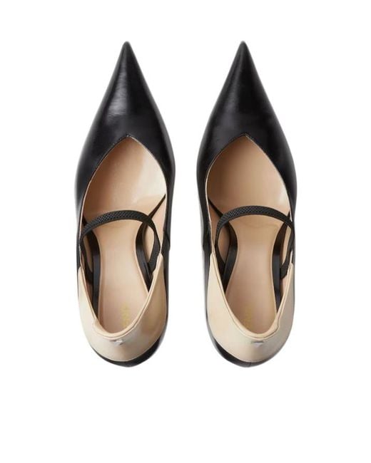 Fendi Black Nude And Leather Court Shoes